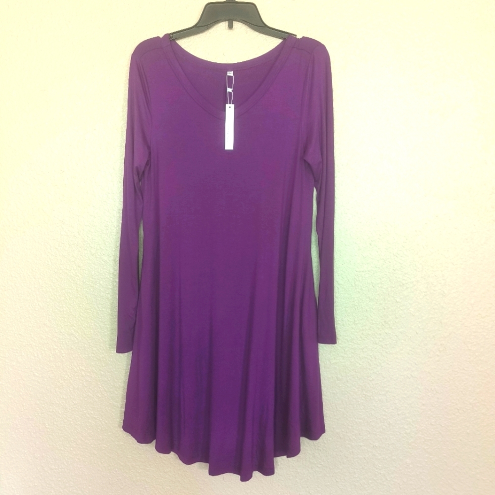 new LILBETTER light purple long sleeve dress size large pockets, casual - Picture 2 of 11